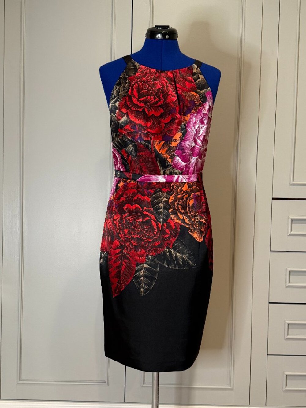 T Tahari Corrina Floral Satin Dress, Size 6, NWT
